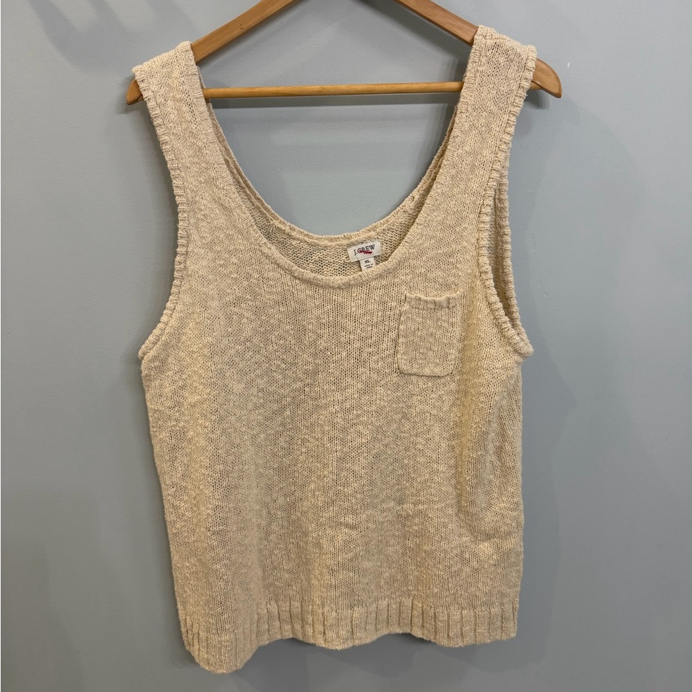 J. Crew Cream Tank Top - Front Pocket - XL - Beach Cover Up